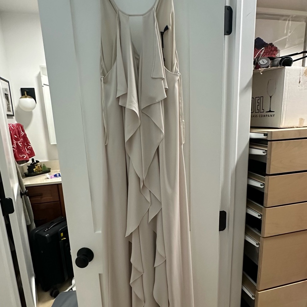 BCBGMaxAzria Cream Ruffle Maxi Dress